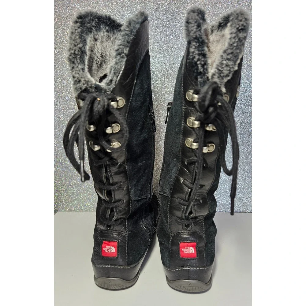 The North Face Women's Black Suede Fur Trim Janey Primaloft Winter Boots 9.5